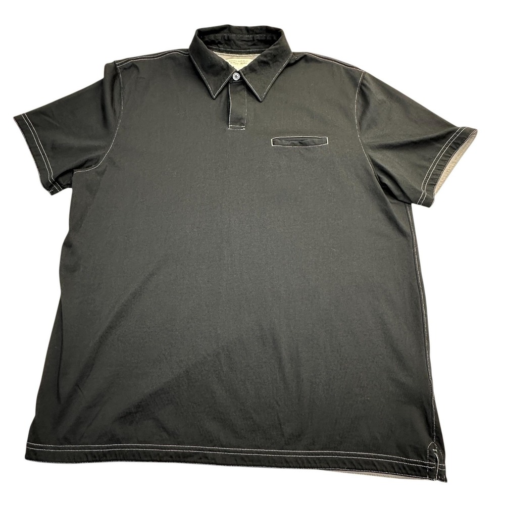 Banana Republic Fitted Pima Polo Shirt Mens Large Black Contrast Stitch Y2K